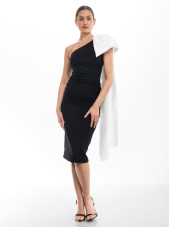 Krystal Bow Dress - Black/Ivory (Kevan Jon)